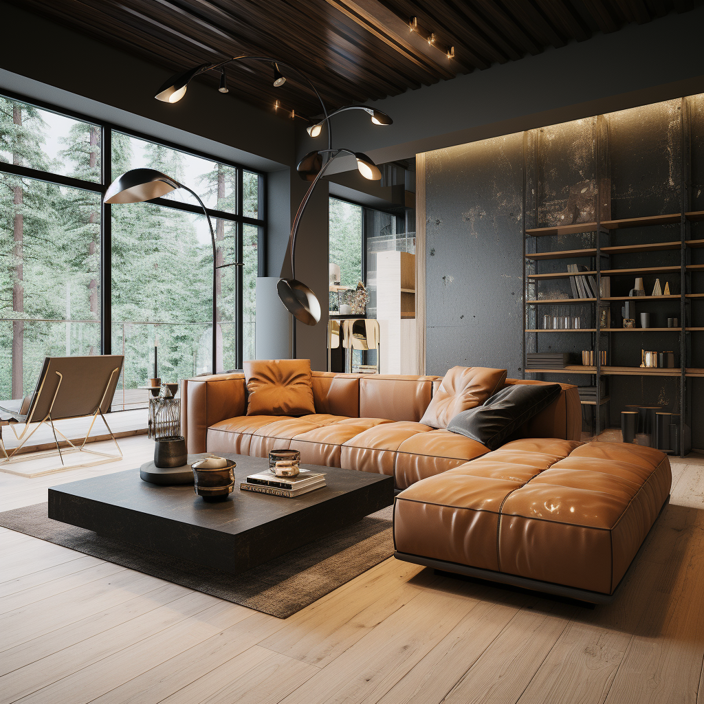 潮流工业风客厅设计-14