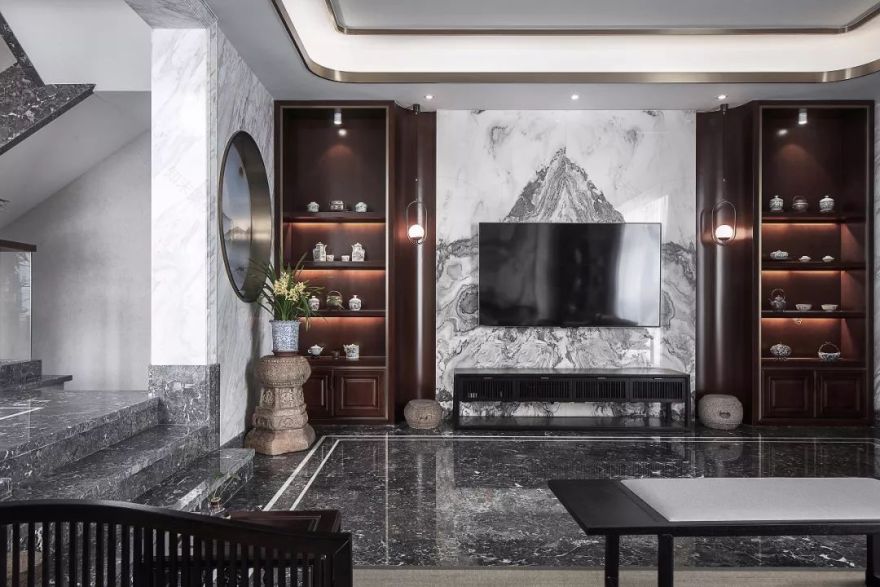 绍兴翡翠园 400㎡中式空间,古韵石韵共融,打造品质生活-24