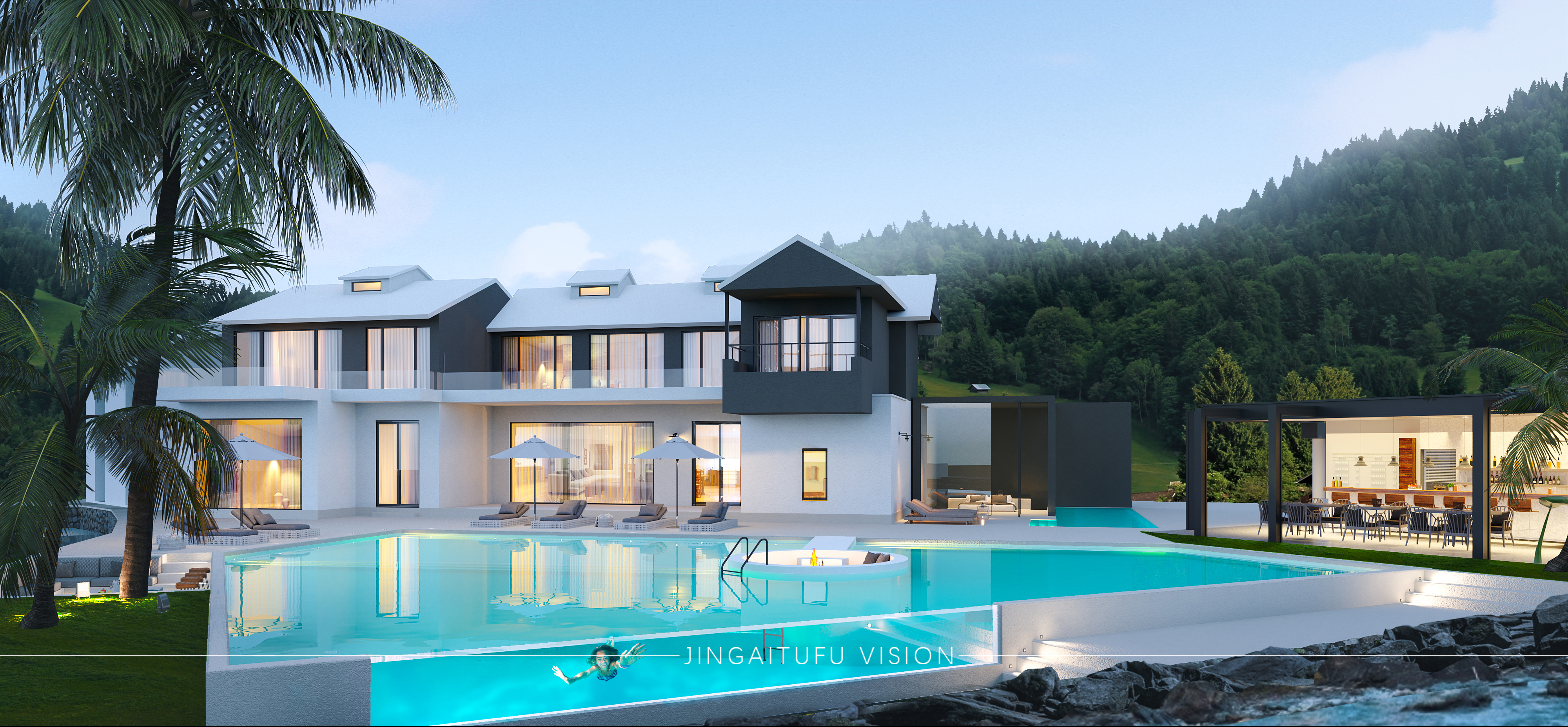 近期的民宿 别墅外立面表现-9