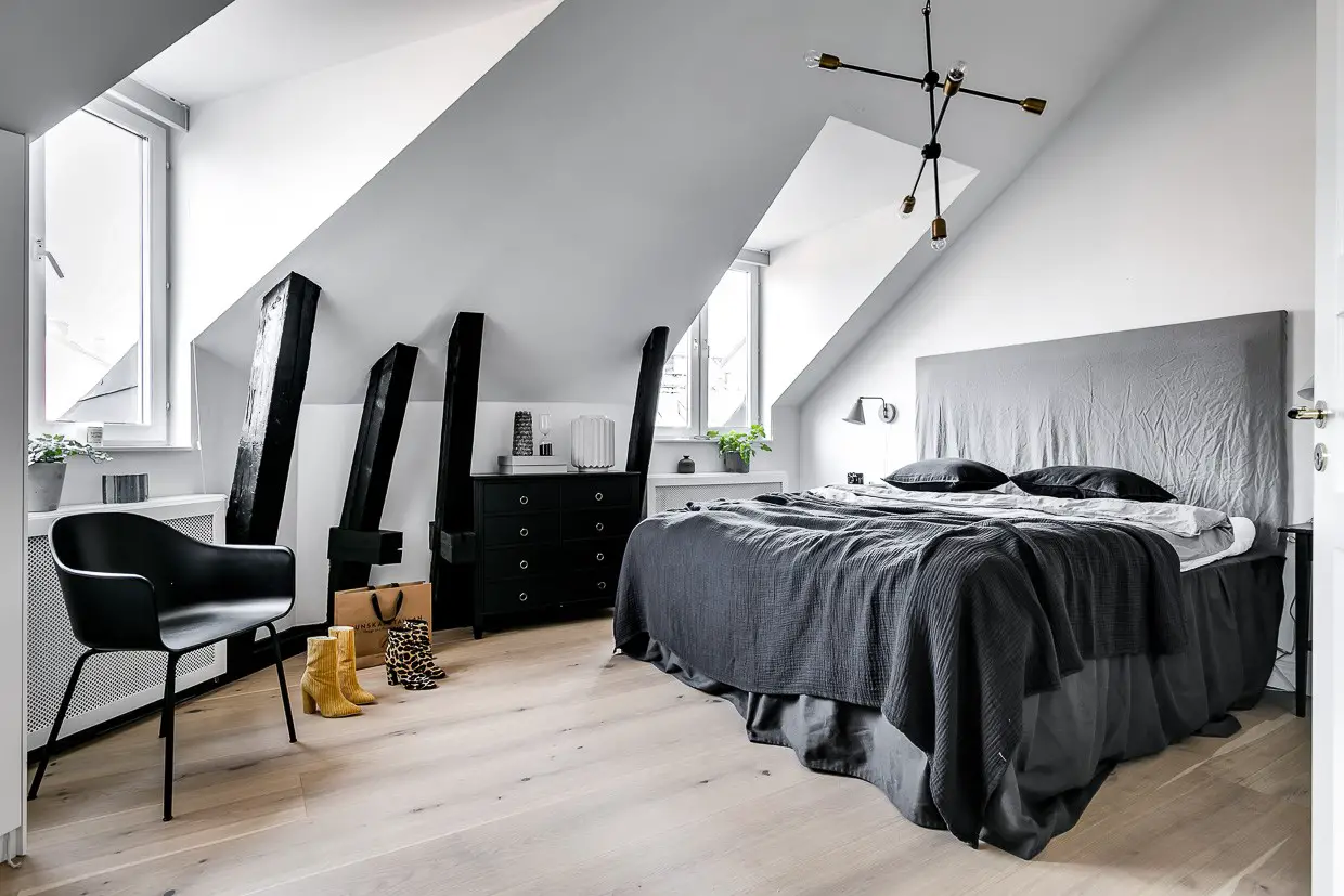 黑白极致 | 1907 年老建筑的 Scandinavian Loft 设计-10