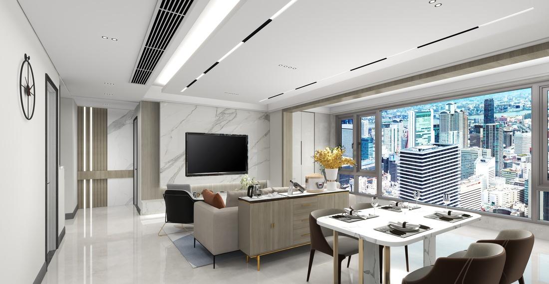 蔚蓝四季125平 现代简约 横厅-2