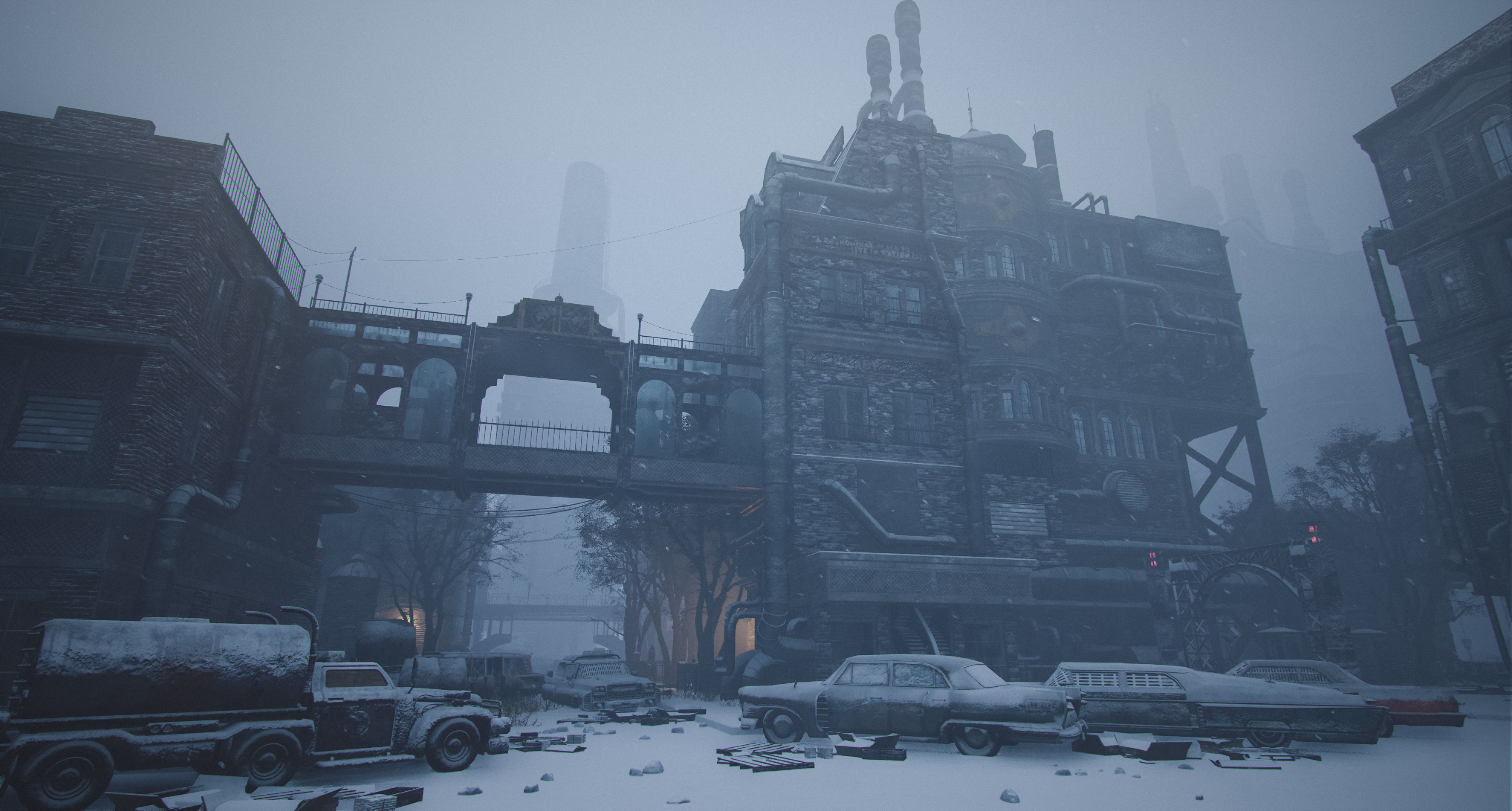 UE5 Dieselpunk winter city level (third-person) map-16