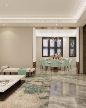 浙江温岭桃花源五层别墅客餐厅SU模型