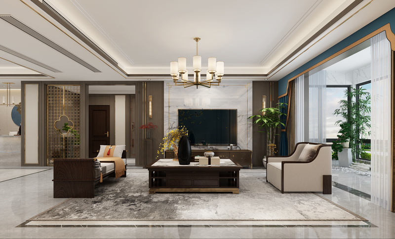 阜阳市绿城明月双清190平新中式大平层设计-3