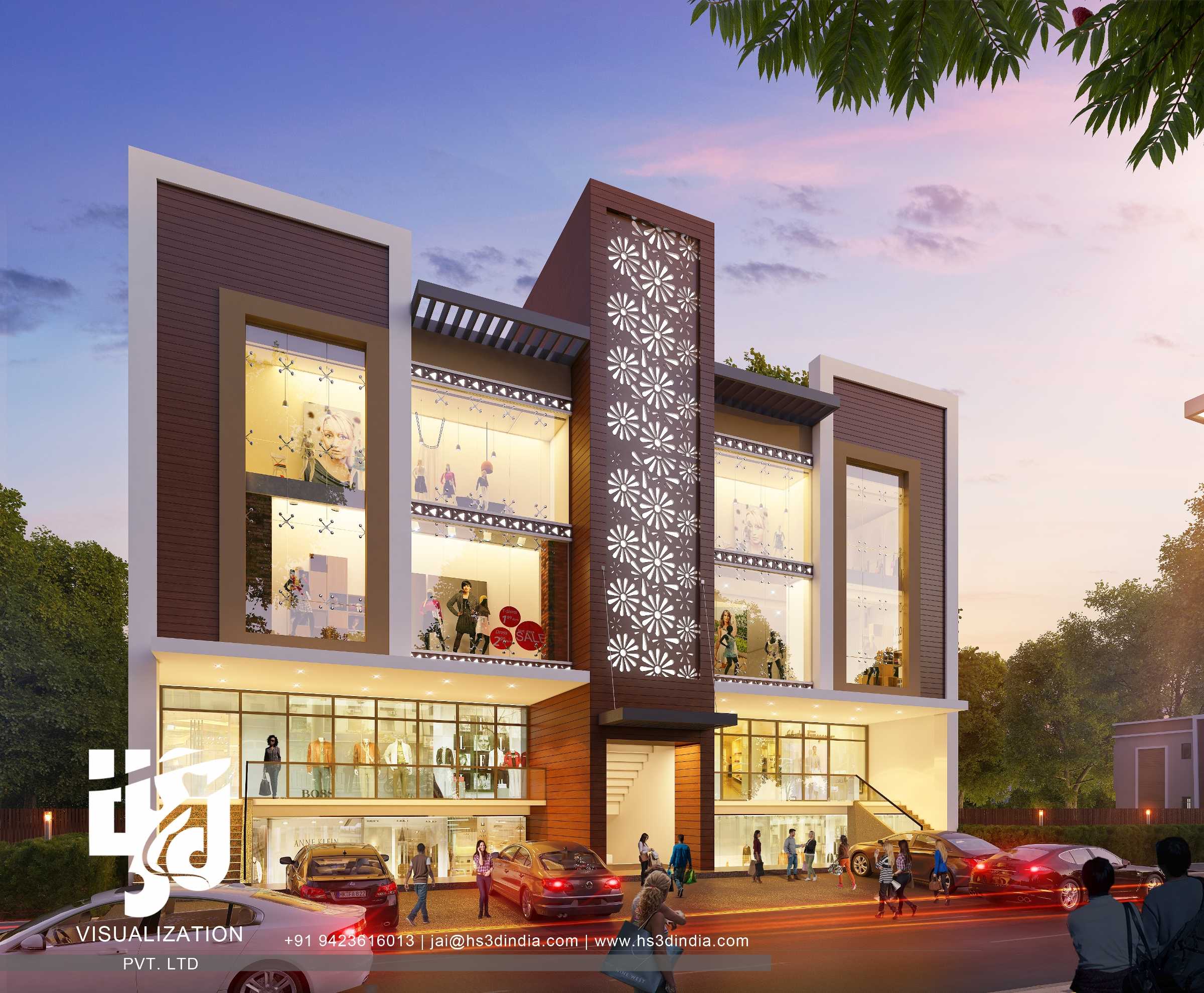 印度 HS3D 可视化平房夜景渲染-19