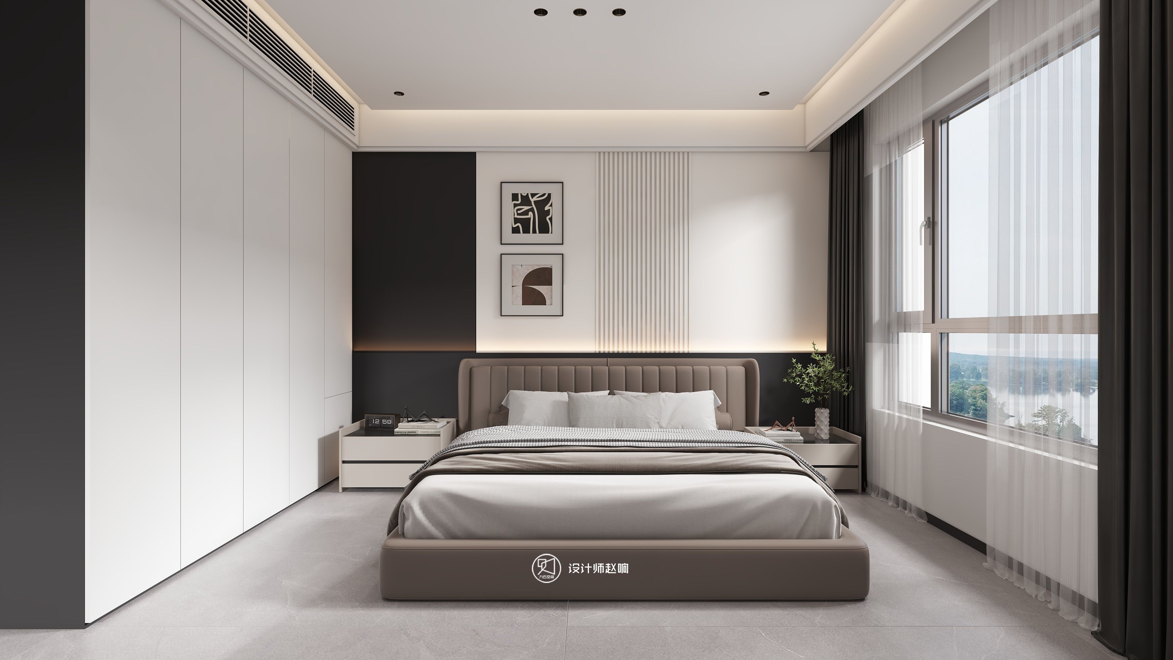 135㎡黑白灰风格住宅设计-23