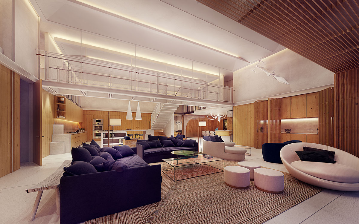 半层复式阁楼（注：Loft in half 并不是常规固定表达，这种表述结合语境推测可能是指有一半空间类似复式结构的阁楼，此翻译仅供参考，可能需结合更具体语境来确定更精准含义） 丨美国-4