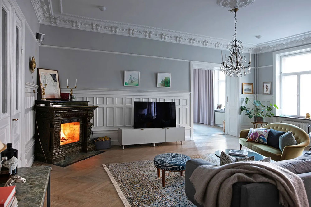 瑞典斯德哥尔摩古典与现代融合的宽敞公寓-10