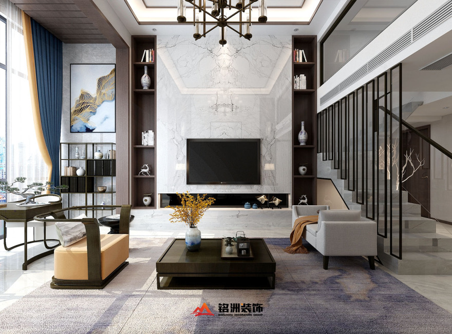 商丘建业山水湖城 252㎡顶复,东方美学的静谧表达-6