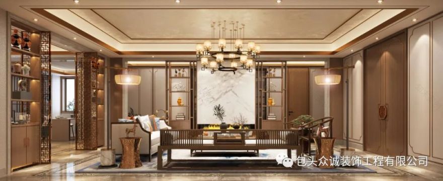 鄂尔多斯新中式住宅丨中国鄂尔多斯丨众诚装饰-31