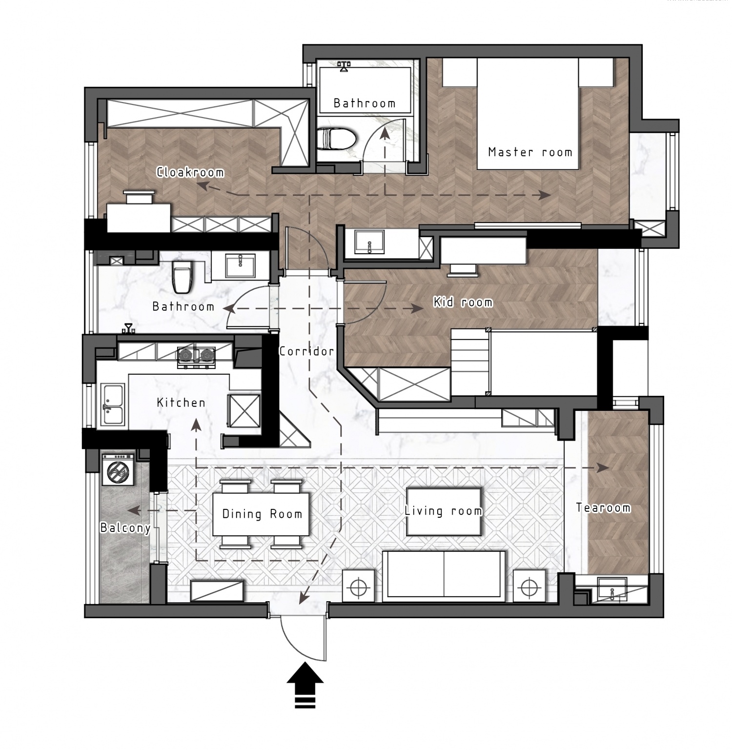 《情书》中的家 | 武汉绿地名邸公馆 130㎡四居室设计-92