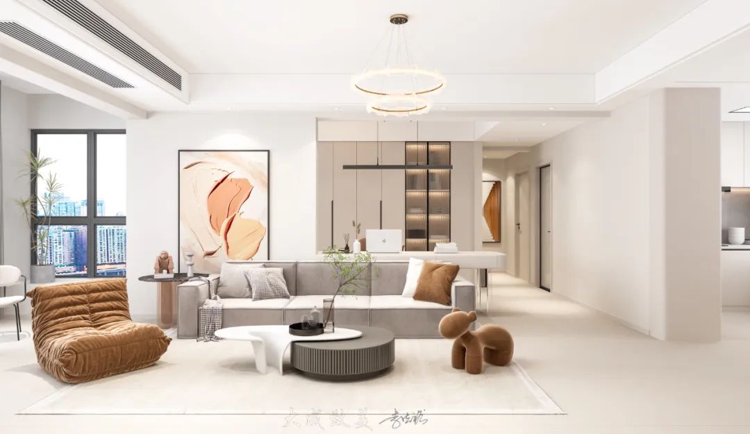 见山 128m² 客厅书房一体化设计丨大成致美装饰旗舰店-5