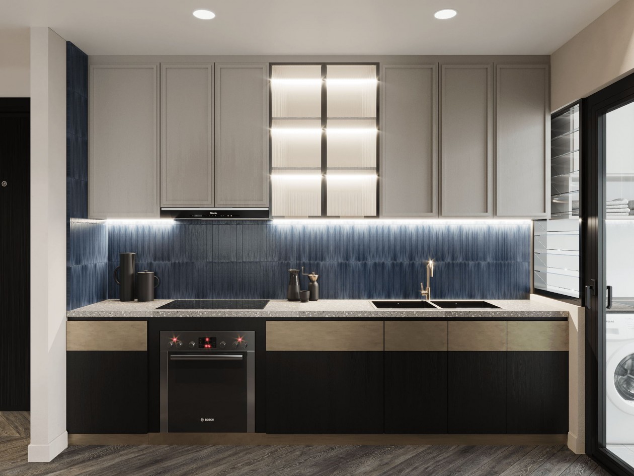 蓝色+白色 构造凉爽舒适的住宅空间-7