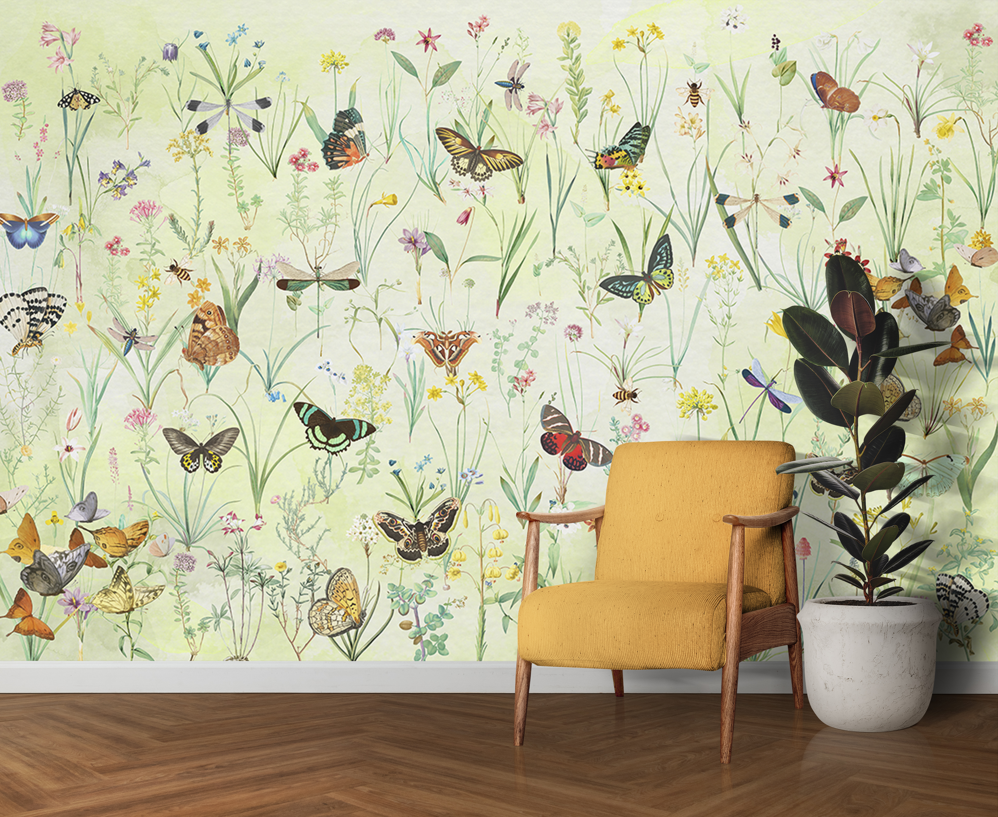 Wallpaper "Herbals and butterflies"-3