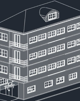 BIM model for four-story house + roof