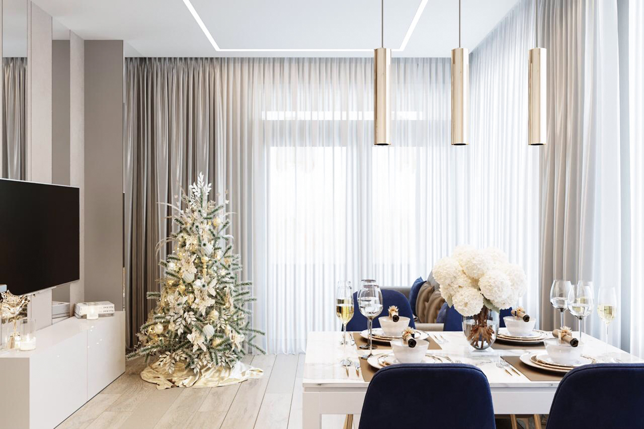 Гостиная с Новогодним настроением в ЖК Панорама-1