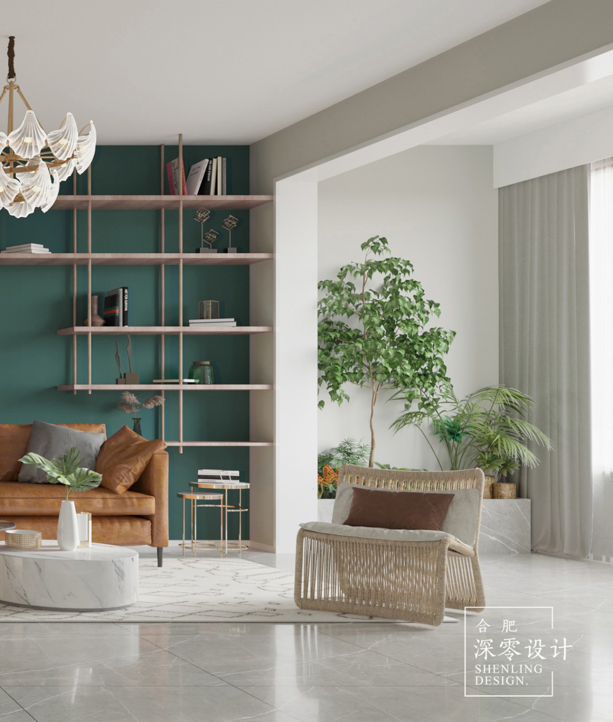 合肥深零设计新作 | 110㎡现代复古小家,墨绿色打造专属二人世界-4