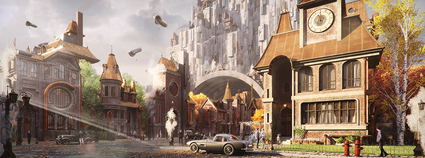 Steampunk urban city-4