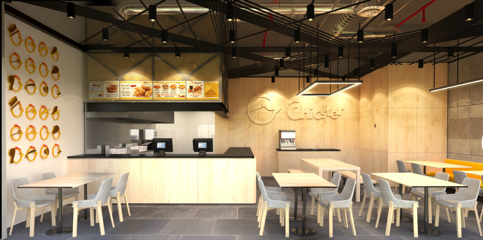 Chicster 炸鸡店丨当地室内设计团队-3