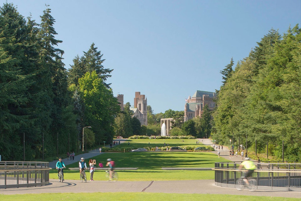 华盛顿大学下雷尼尔维斯塔人行陆桥——现代校园纽带,历史轴线重生-36