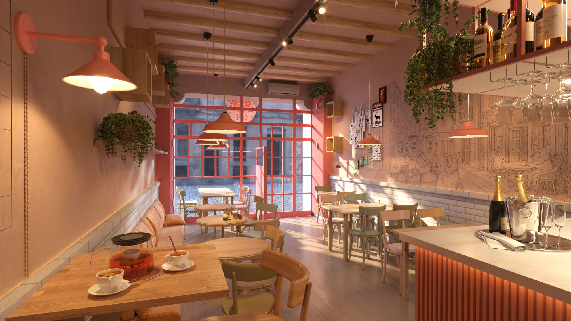 Corgi Cafe design project. At the stage of realization.-3