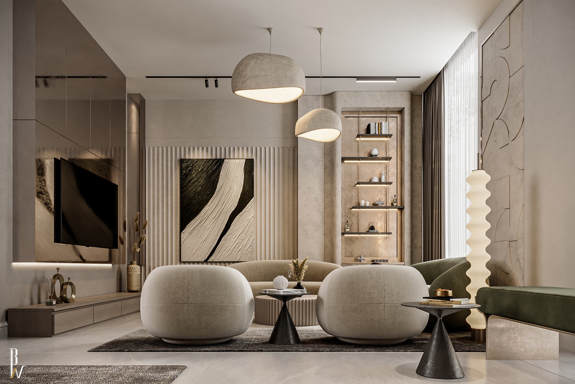 客厅设计丨Oman丨Black N White-6