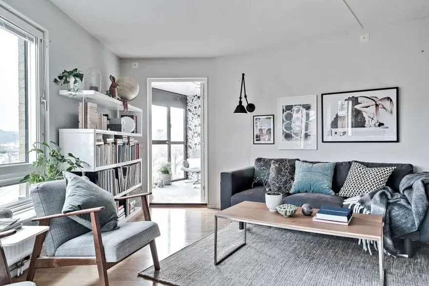 "弧形窗封闭的独特阳台 | Scandinave 风格公寓设计"-8