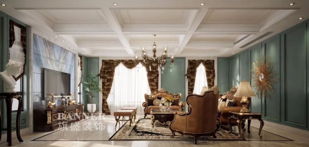 南昌汉港凯旋城 270㎡美式小清新设计-11