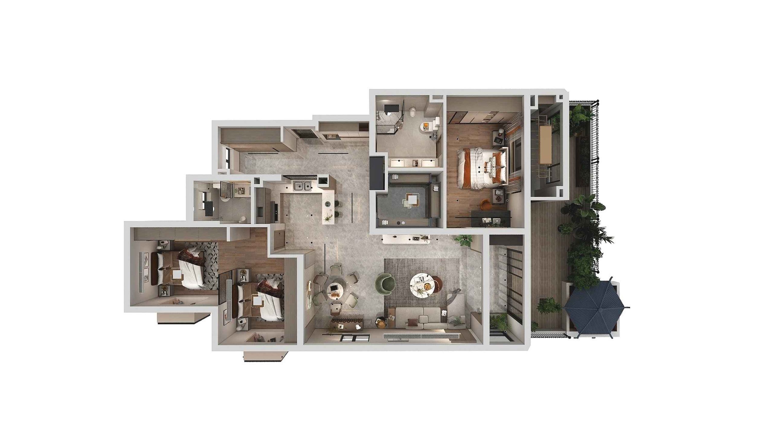 理想 · 185 平方现代奶油色调空间设计-7