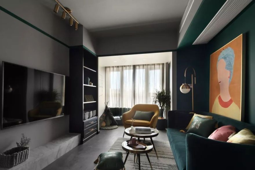 75㎡现代轻奢小三房,深色调的华丽优雅-6