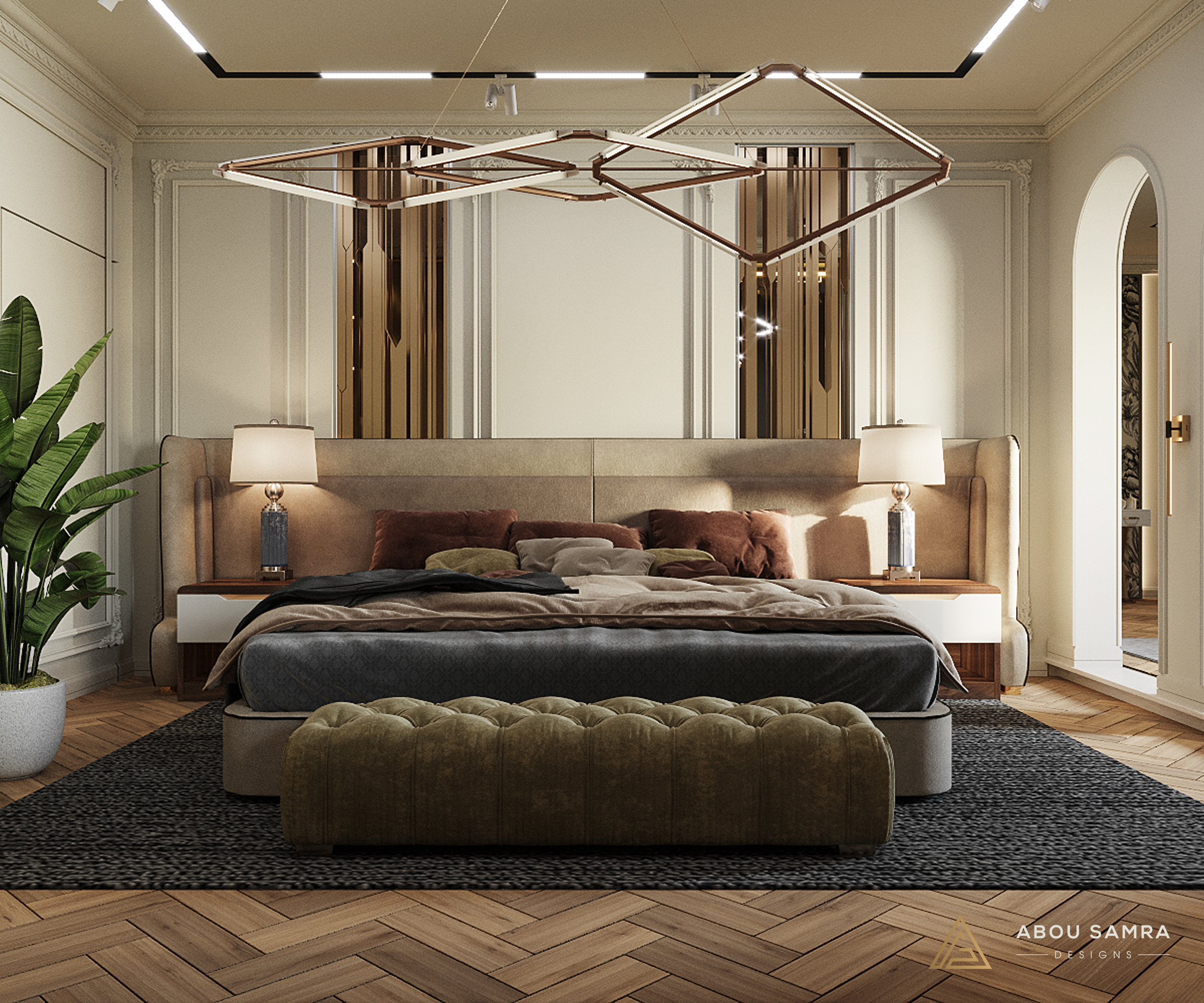 新古典主义卧室带浴室丨沙特阿拉伯丨Abou Samra Group-5