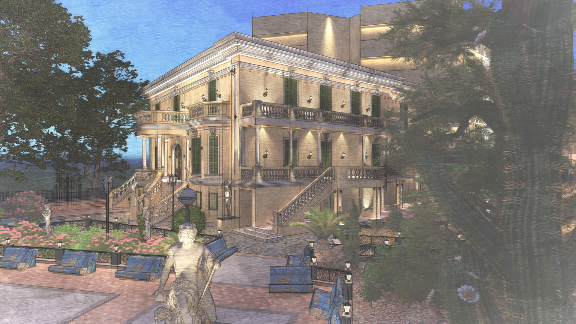 美术学院外立面照明设计丨埃及丨环境处理建筑系-27