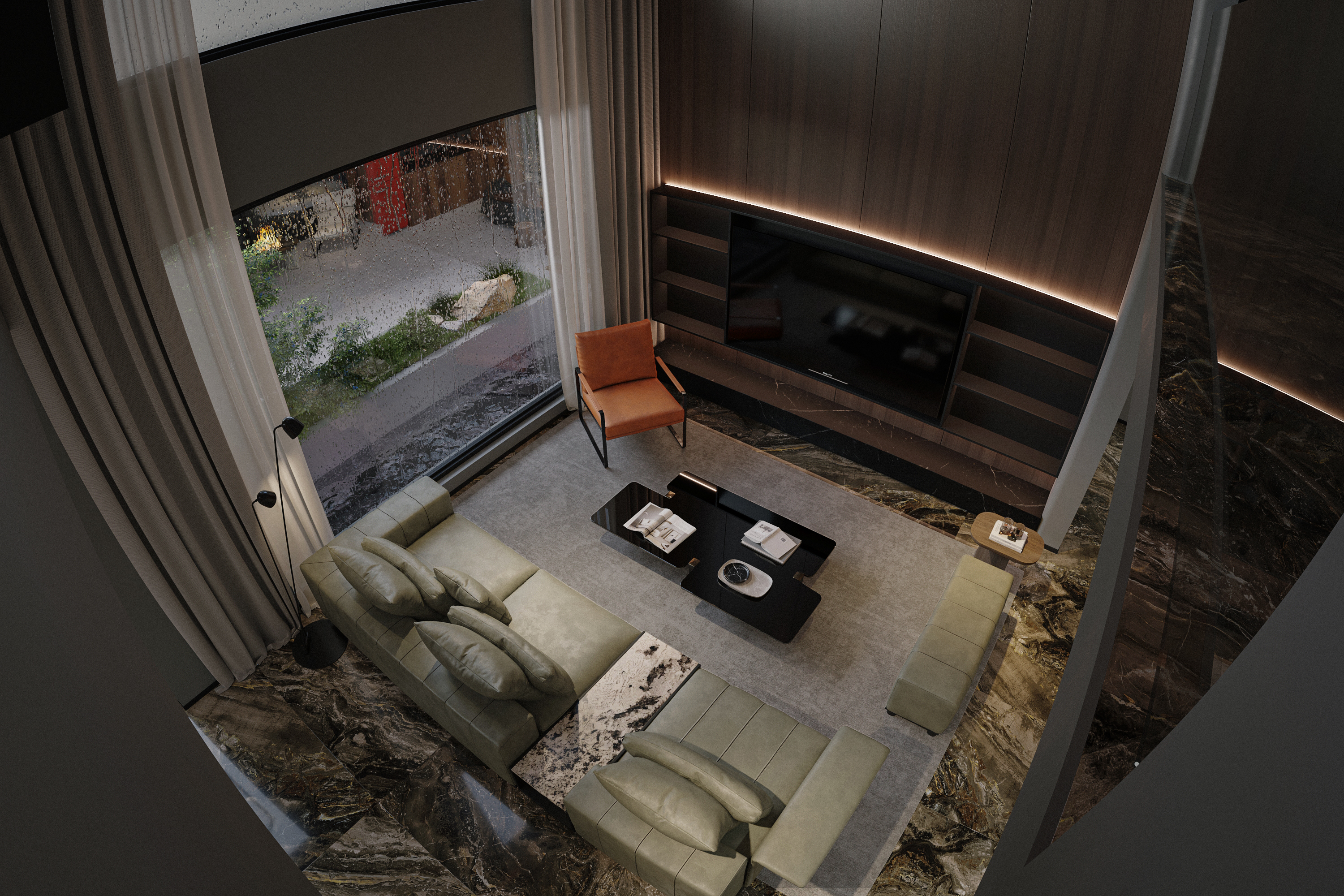 绘感视觉设计——雨后 现代别墅庭院设计案例-24