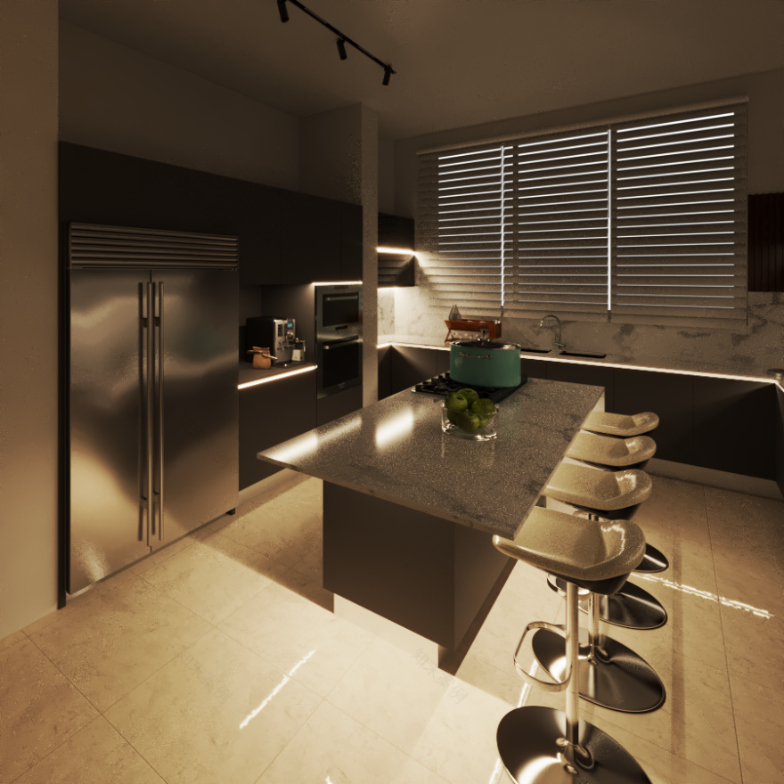 Renderizado 3D Cocina-1