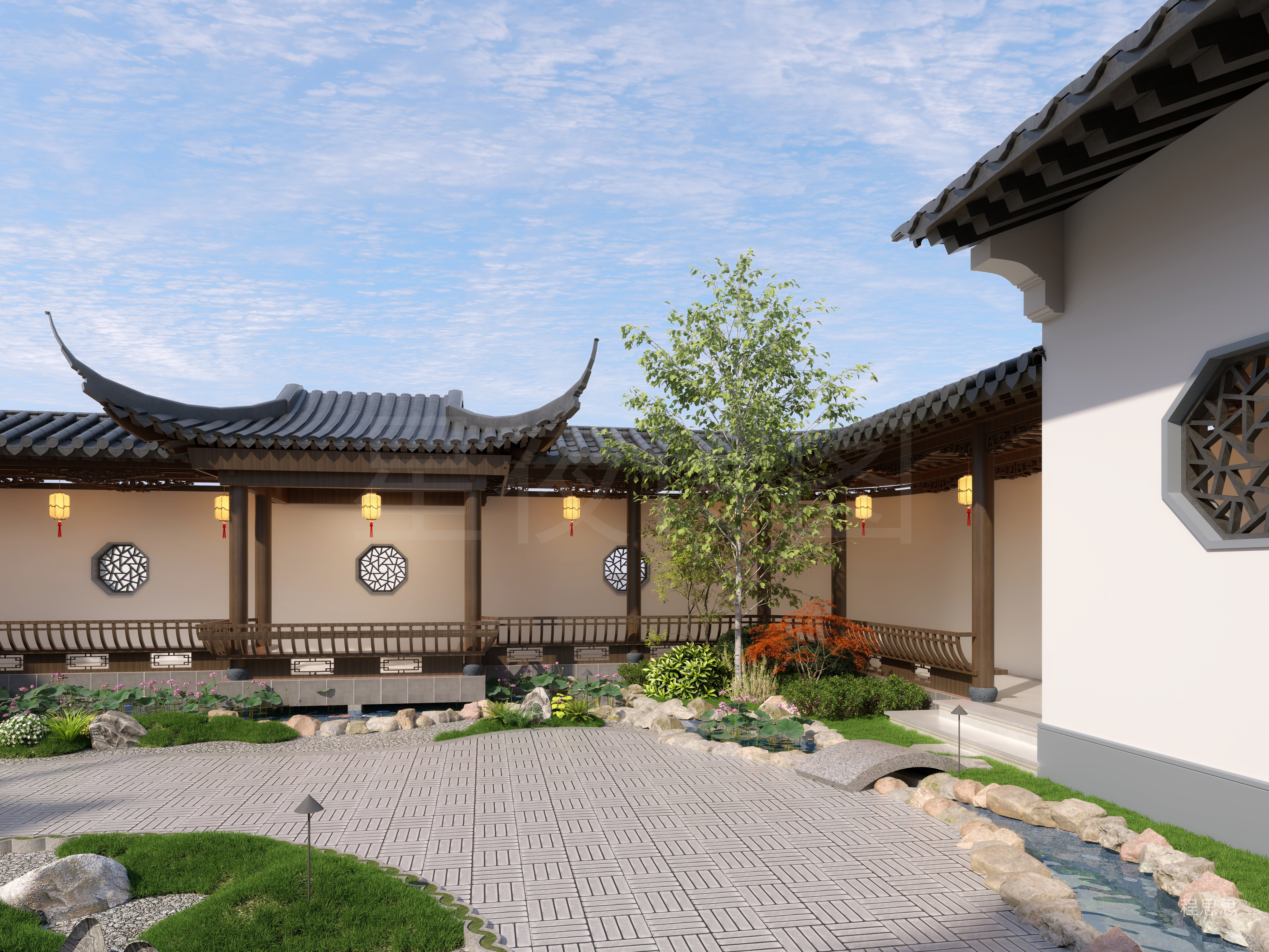 雕梁画栋的庭院-1