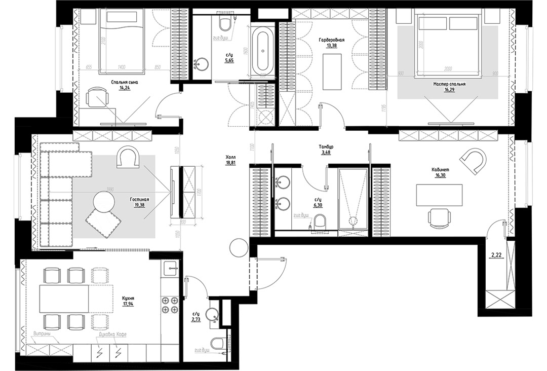 136平 欧式元素 点缀的现代空间-1