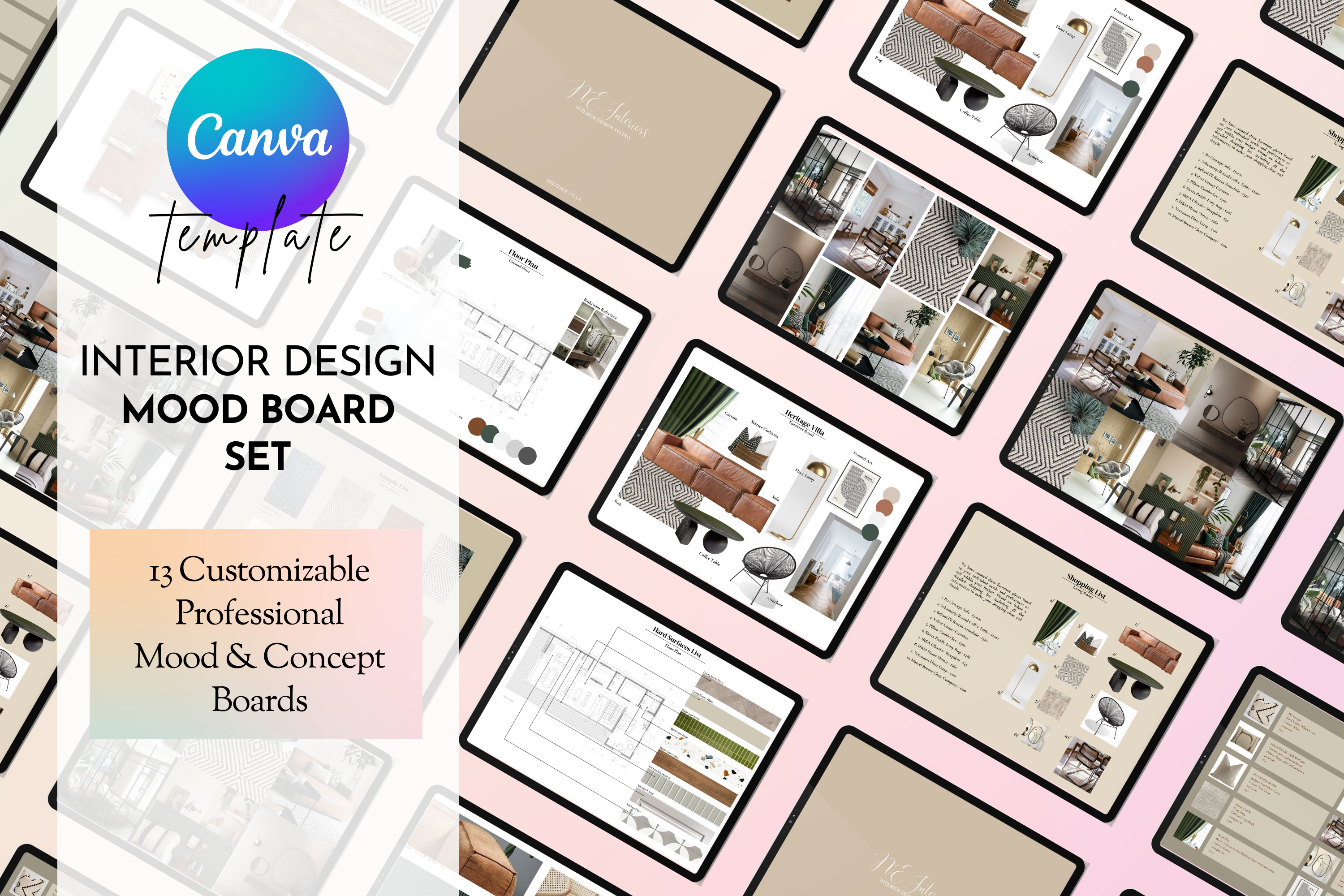 室内设计情绪板 Canva 模板-0