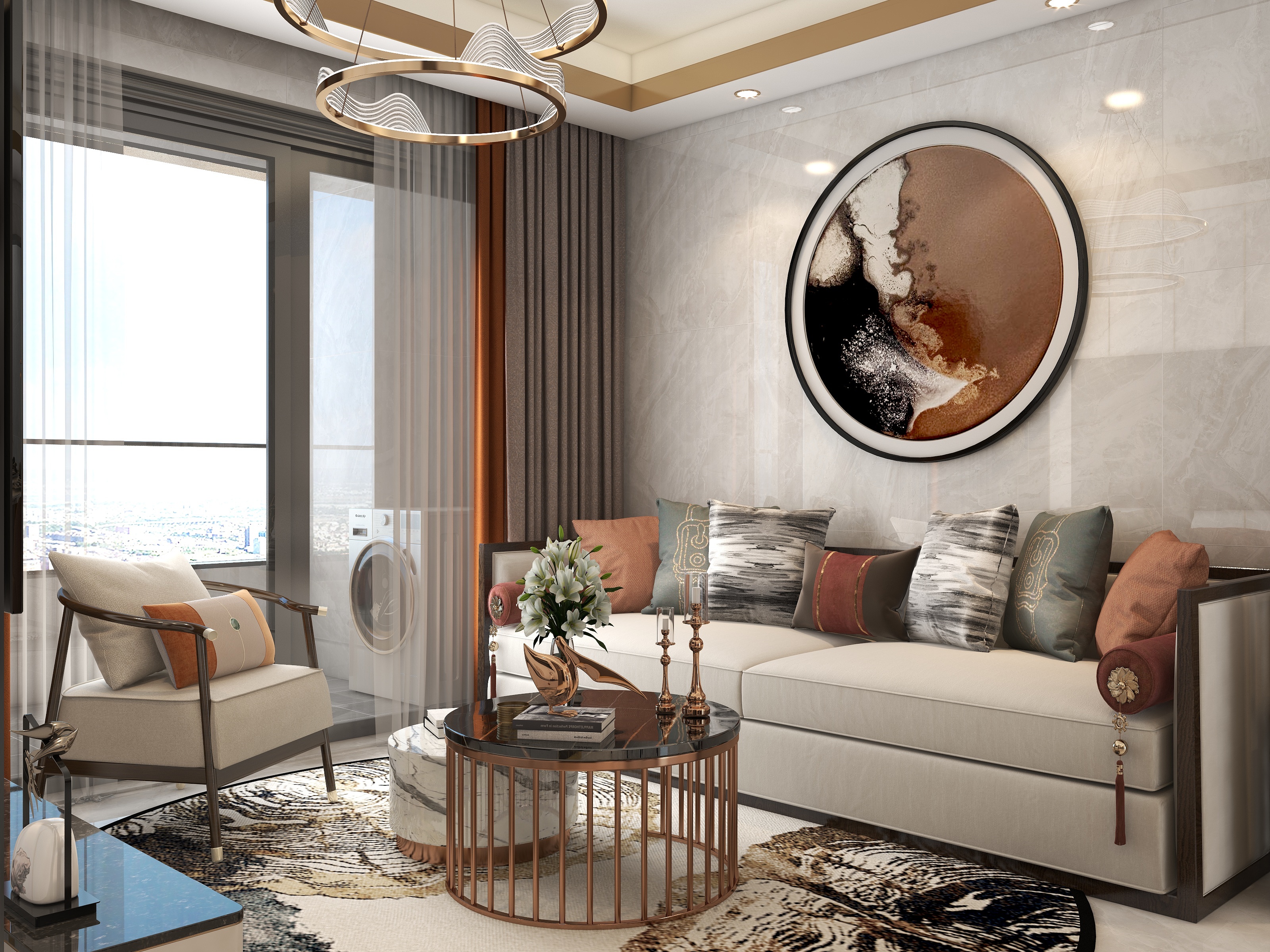 深圳口山设计：华强城市花园现代轻奢风，LDK开放式-2