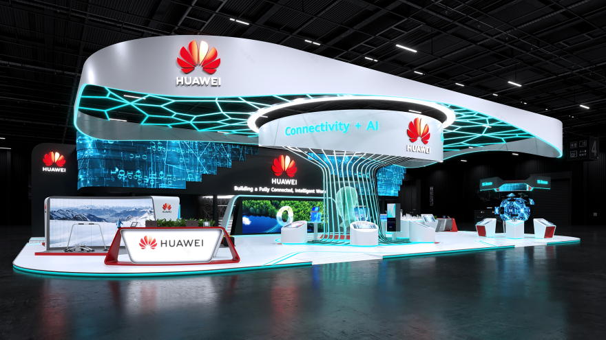 华为智能世界主题展览展位设计-4