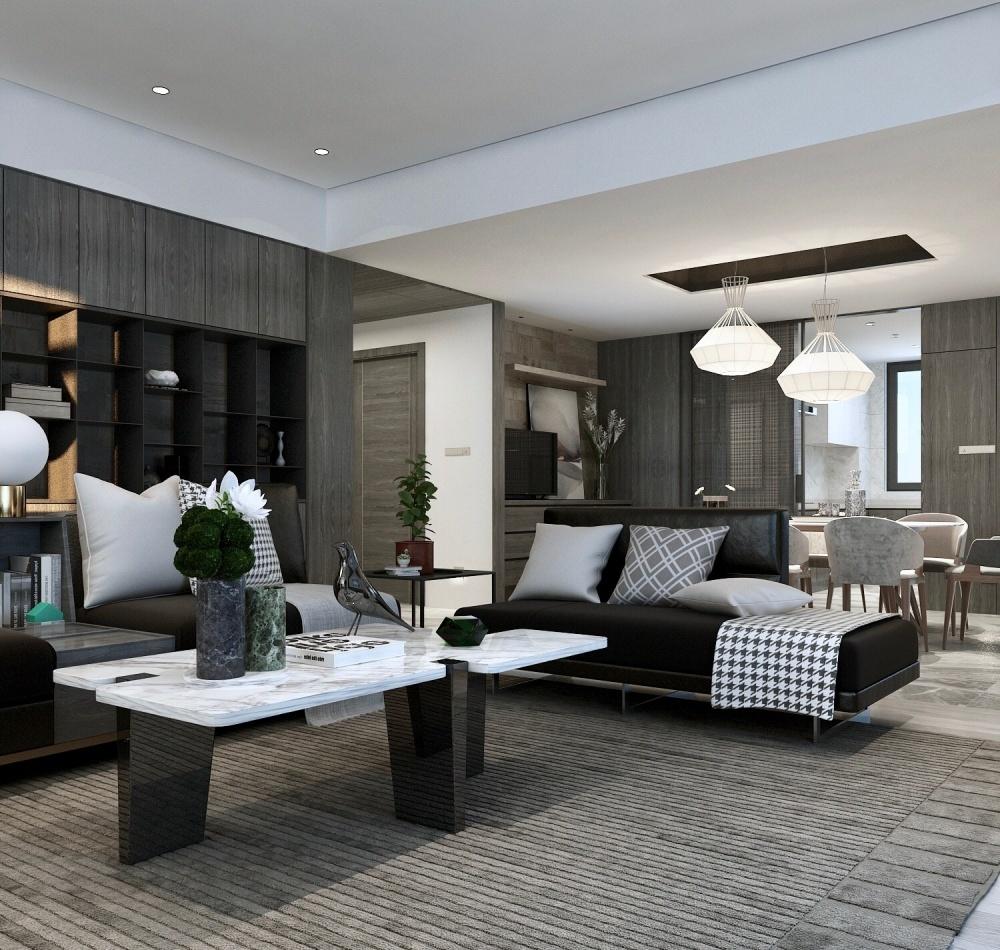 融合南北对流与女性力量的黑灰色系家居设计-19