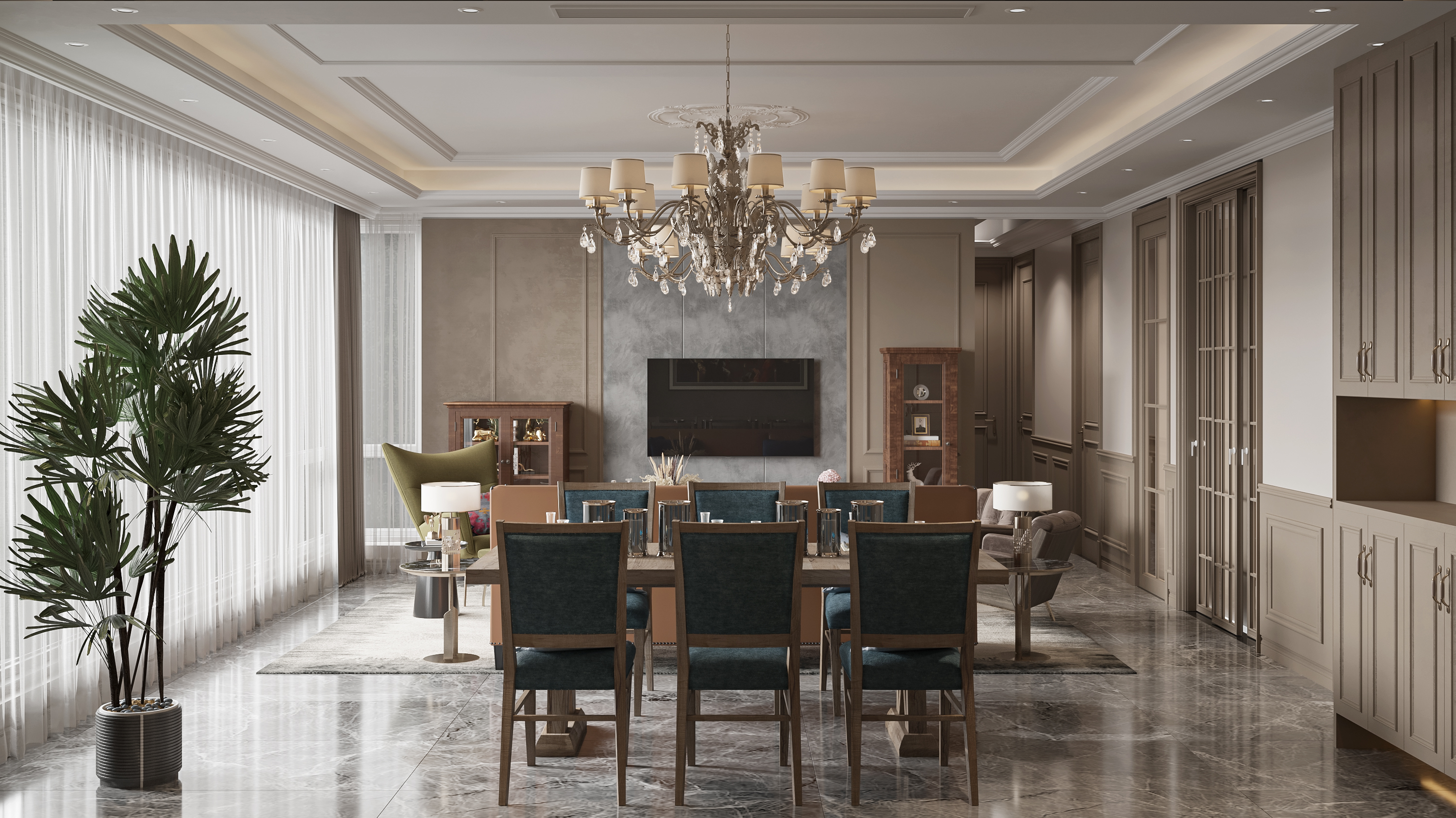 简美客餐厅卧室  效果图表现-14