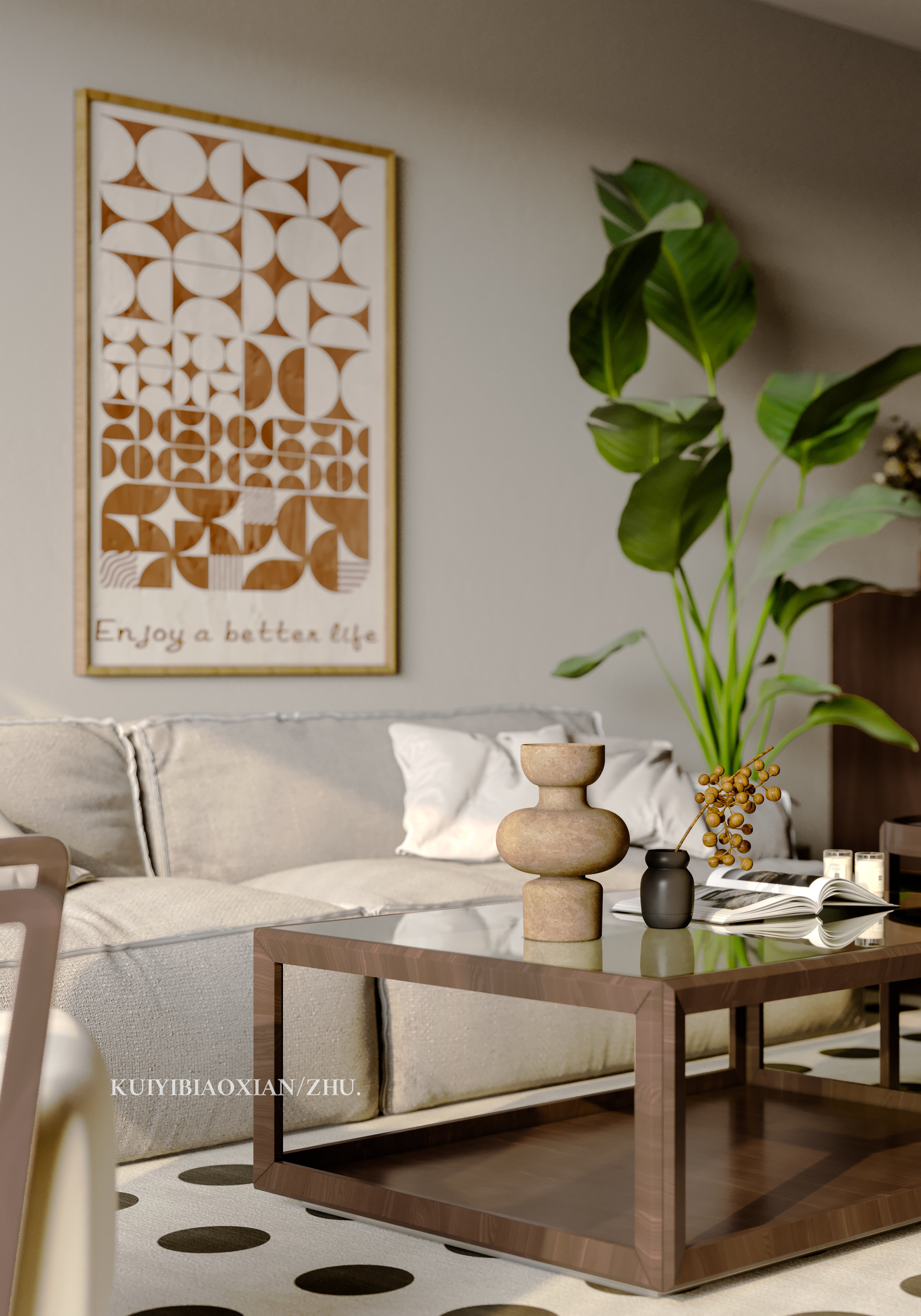 侘寂风客餐厅效果图-9