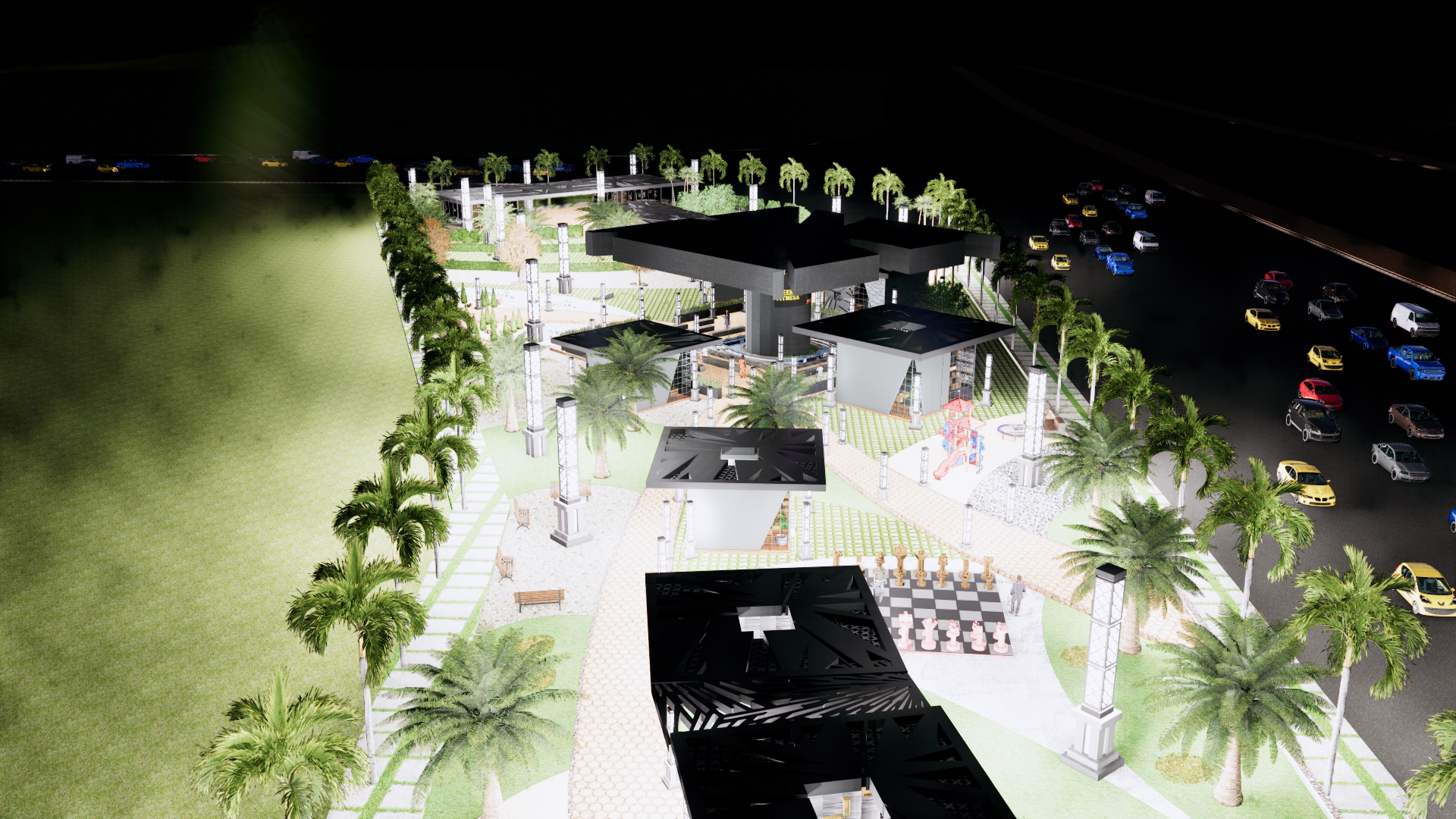 تصميم لمنتزه به العديد من الكافيهات والمطاعم في عمان-45