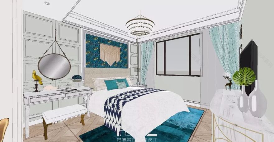 南京新城香悦澜山 124 平米美式田园风设计,温馨雅致-6