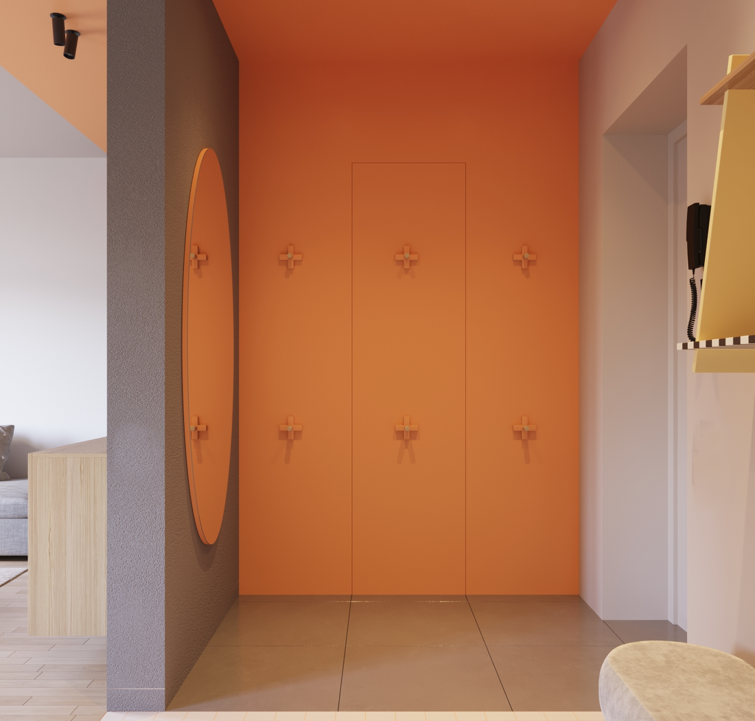 橙色温馨三口之家室内设计-0