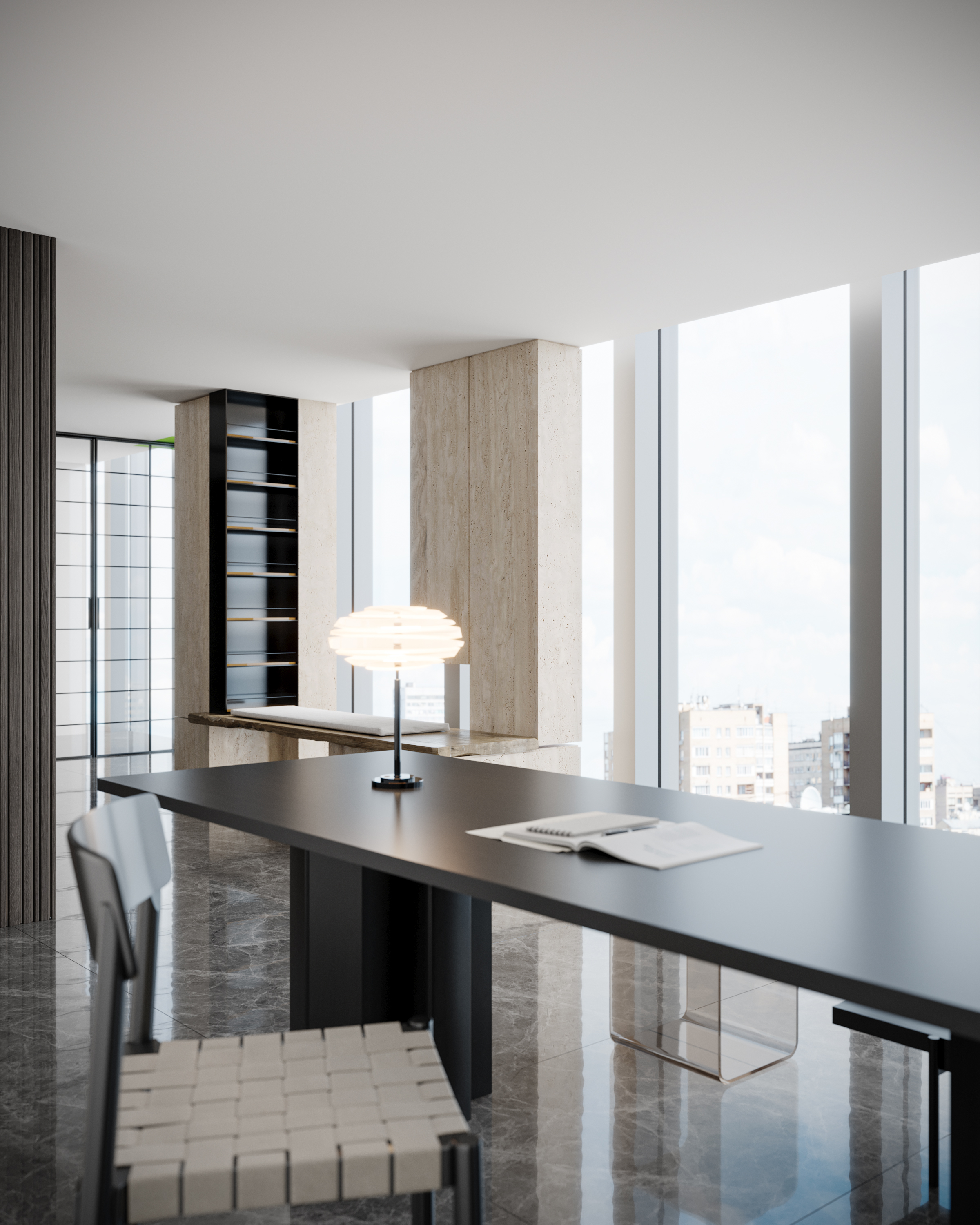 现代风格大平层家装效果丨冈舍效果图表现-21