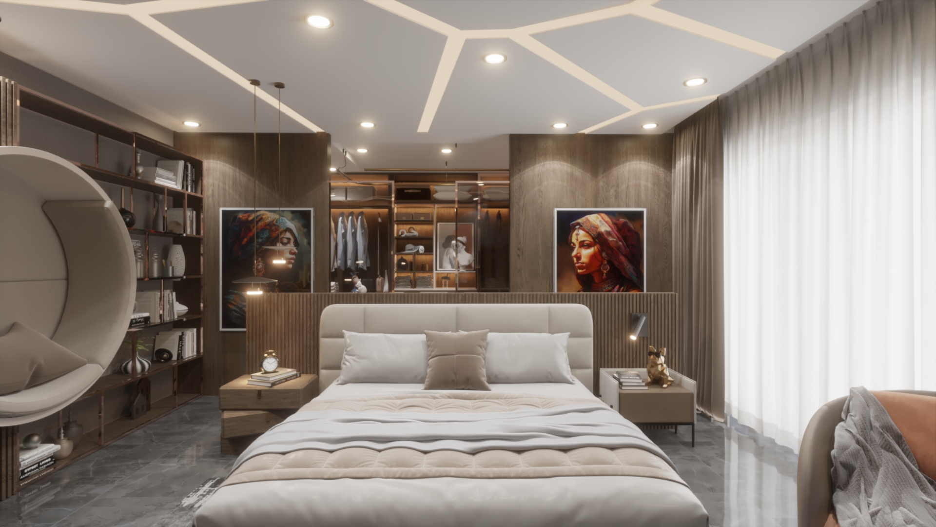 Master Bed Room and Dressing Room Modern-3