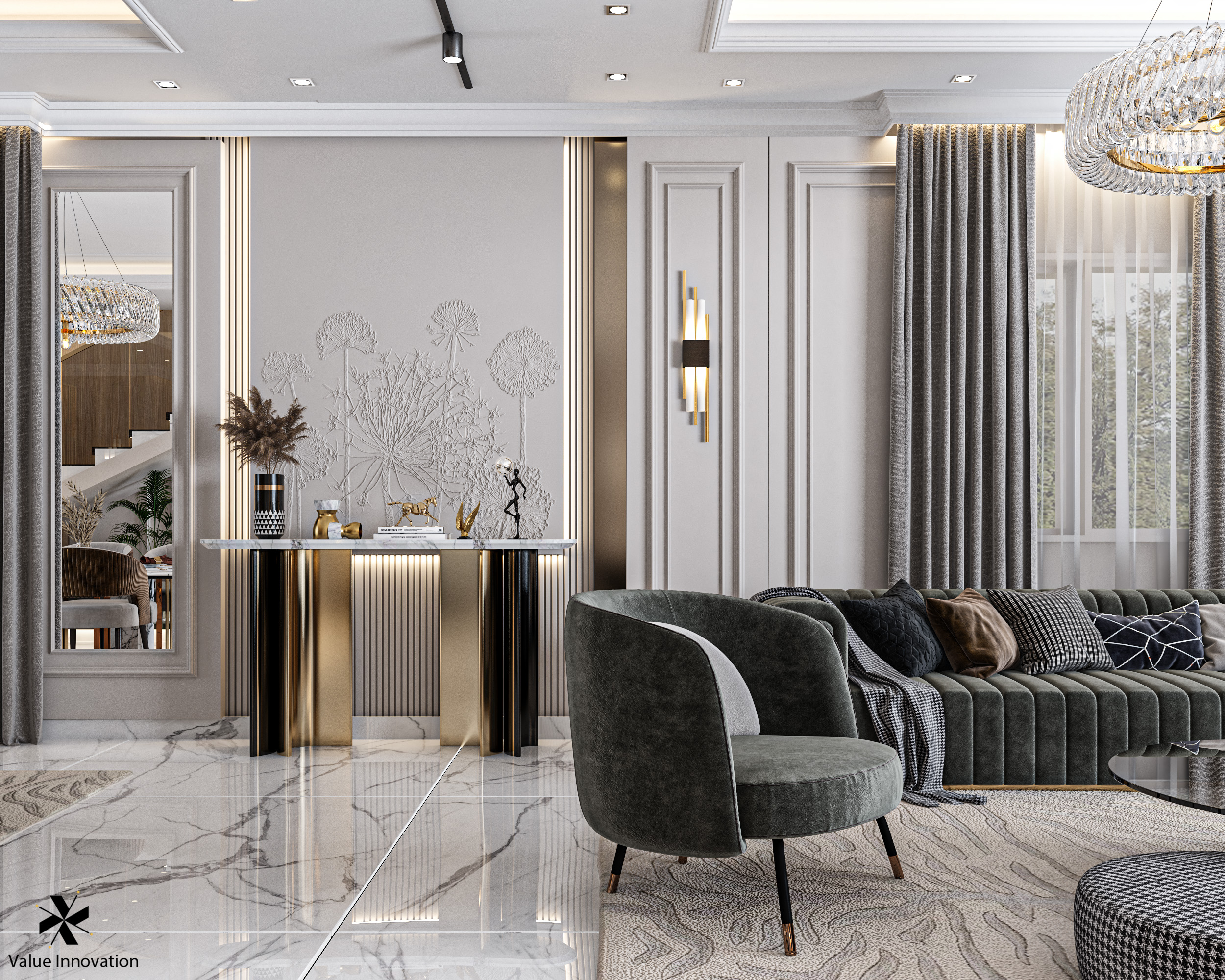 Neoclassic Reception & Kitchen-1