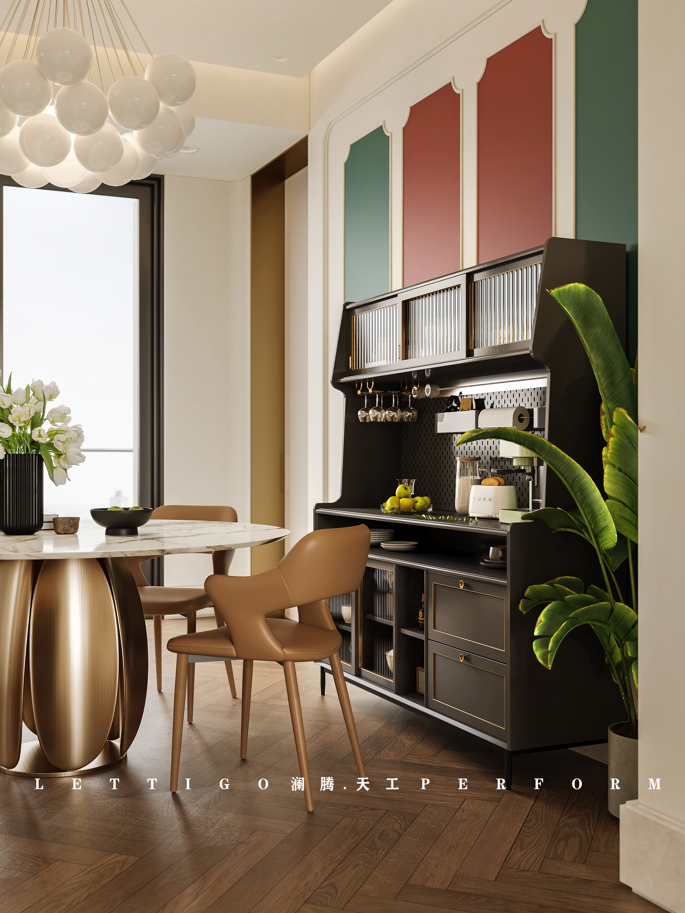 现代奶油法式复式住宅，温柔奶调+复古撞色，精致优雅-9