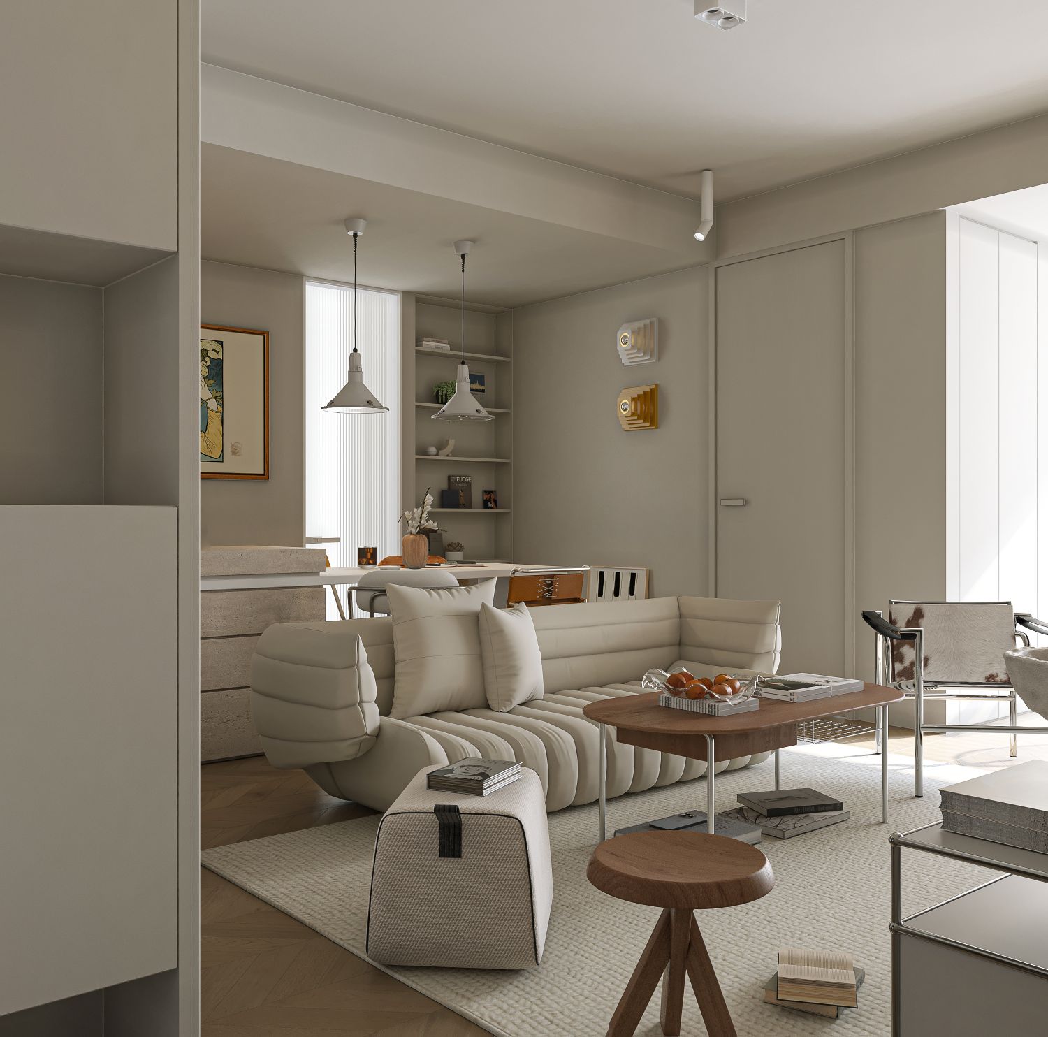 奶油色包豪斯小宅设计-5